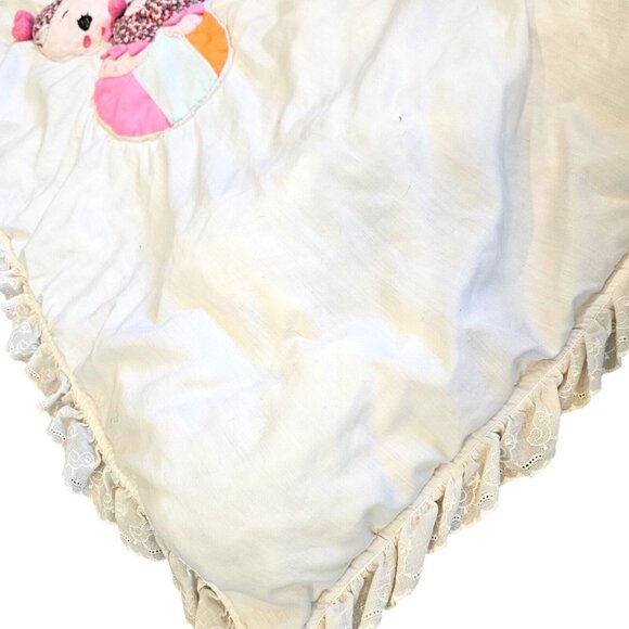 Vintage Kitschy Baby Quilt Blanket Clown Animals Balloons White Lace‎ 41 X 50 - Picture 7 of 13